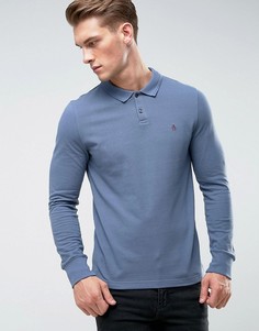 Темно-синее облегающее поло с длинными рукавами и маленьким логотипом Original Penguin - Синий