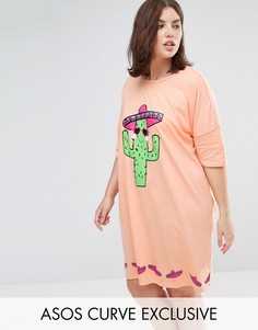 Футболка для сна с принтом ASOS CURVE - Мульти