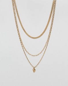 Ожерелье в винтажном стиле из цепочек в несколько рядов ASOS - Золотой