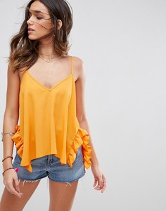 Топ на бретельках с оборкой ASOS - Желтый