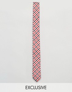 Узкий галстук в красную клеточку Reclaimed Vintage Inspired - Красный