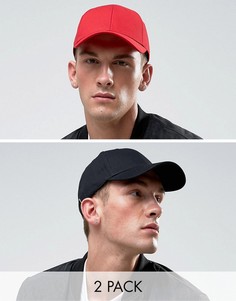 2 бейсболки (черный, красный) ASOS - Черный
