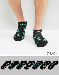 7 пар низких носков с динозаврами ASOS - Мульти