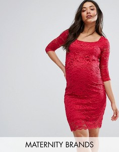 Облегающее кружевное платье для кормления Mamalicious - Красный Mama.Licious