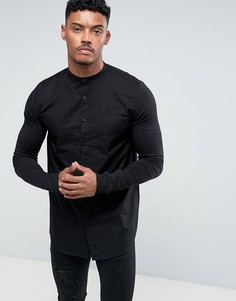 Черная обтягивающая рубашка с трикотажными рукавами SikSilk - Черный