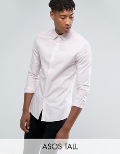 Розовая строгая эластичная рубашка в полоску ASOS TALL - Розовый
