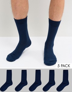 5 пар темно-синих носков из вафельного трикотажа ASOS - Темно-синий