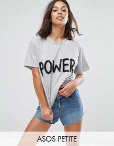 Футболка бойфренда с отделкой ASOS PETITE - Серый