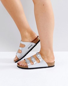 Серебристые сандалии Birkenstock Florida Birko - Серебряный