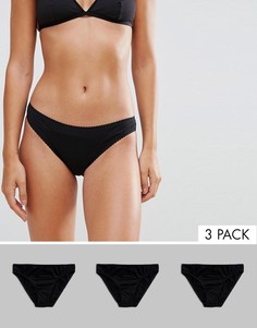 3 бразильских трусов из 100% хлопка ASOS - Черный