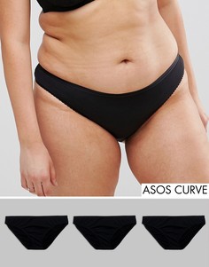 3 пары бразильских трусов из 100% хлопка ASOS CURVE - Черный