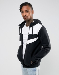 Худи черного цвета на молнии с логотипом-галочкой Nike 861712-010 - Черный