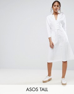 Платье миди с кнопками ASOS TALL - Белый