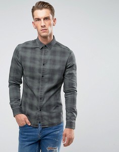 Джинсовая рубашка скинни в клетку ASOS - Зеленый