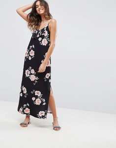 Платье макси с цветочным принтом и асимметричными рюшами ASOS - Мульти