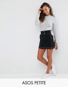 Мини-юбка со шнуровкой по бокам ASOS PETITE - Черный