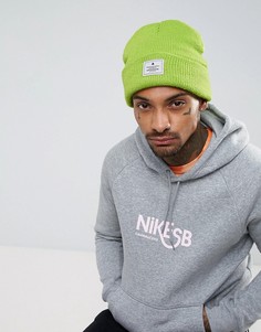 Зеленая шапка-бини с нашивкой ASOS - Зеленый