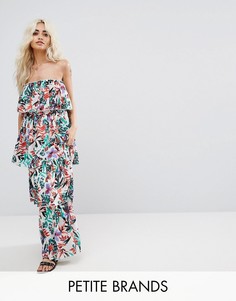 Платье макси с ярусными оборками Boohoo Petite - Мульти