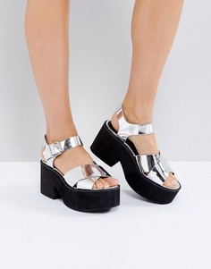 Босоножки на массивной подошве ASOS TROUBLESOME - Серебряный