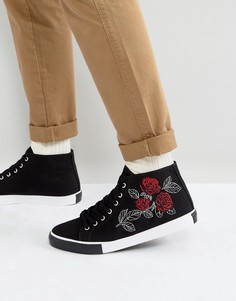 Черные кеды с вышивкой ASOS - Черный