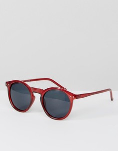 Солнцезащитные очки в круглой бордовой оправе ASOS - Красный