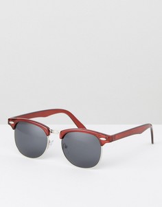 Бордовые солнцезащитные очки в стиле ретро ASOS - Красный