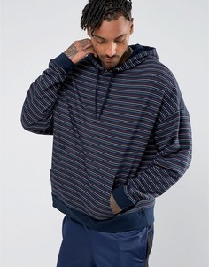 Свободный худи с полосками ASOS - Темно-синий