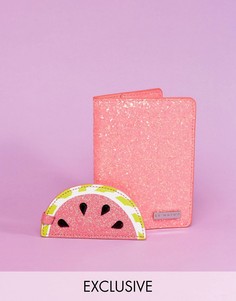 Багажная бирка и обложка для паспорта с блестками и арбузами Skinnydip - Мульти