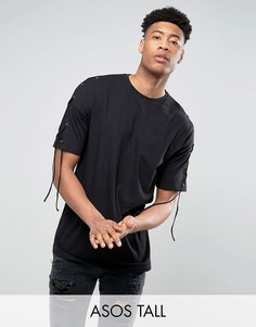 Оверсайз-рубашка с люверсами и шнуровкой ASOS TALL - Черный