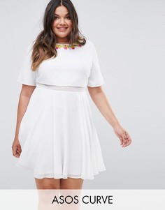 Короткое приталенное платье с 3D-отделкой ASOS CURVE - Белый