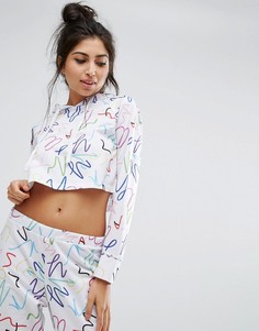 Худи укороченного кроя с принтом в стиле 80-х ASOS LOUNGE - Мульти