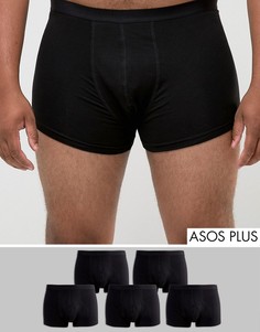 Набор из 5 пар черных боксеров-брифов ASOS PLUS - СКИДКА - Черный