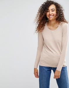 Узкая футболка в полоску с глубоким вырезом ASOS - Мульти