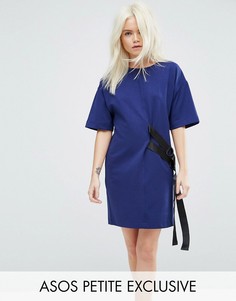 Платье-футболка с D-образными кольцами ASOS PETITE - Темно-синий