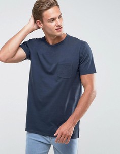 Темно-синяя облегающая футболка с карманом Abercrombie &amp; Fitch - Темно-синий
