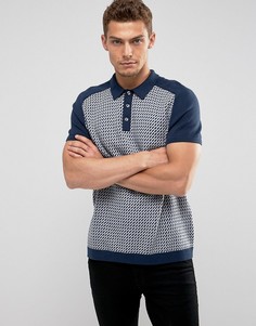 Трикотажное поло с узором и рукавами реглан Abercrombie &amp; Fitch - Темно-синий