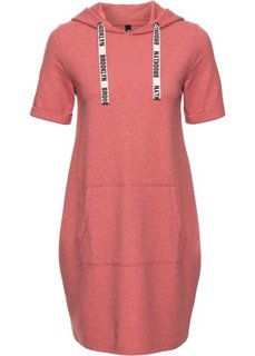 Трикотажное платье с капюшоном (дымчато-розовый меланж) Bonprix