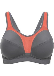 Спортивный бюстгальтер Level 2, чашка C (серый/мандариновый) Bonprix