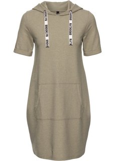Трикотажное платье с капюшоном (оливковый меланж) Bonprix
