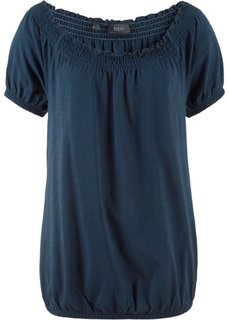 Футболка с вырезом-кармен (темно-синий) Bonprix