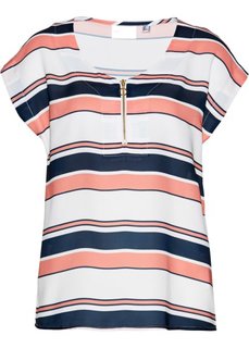 Блузка (темно-синий/персиковый в полоску) Bonprix