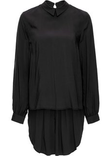 Блуза из вискозы с удлиненной спинкой (черный) Bonprix