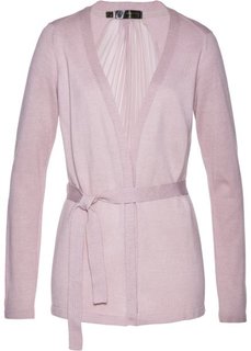 Вязаный кардиган с плиссировкой (розовый матовый) Bonprix