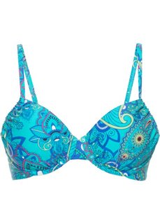 Купальный бюстгальтер на косточках, чашка D (зеленый с узором) Bonprix