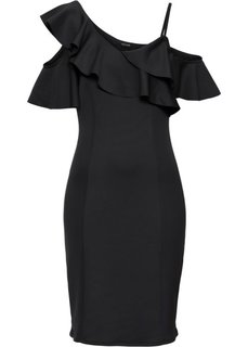 Платье с воланами (черный) Bonprix