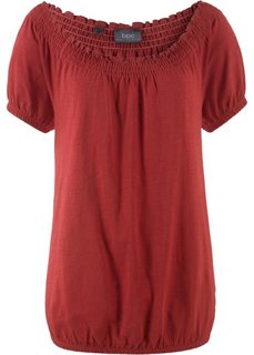 Футболка с вырезом-кармен (красный каштан) Bonprix