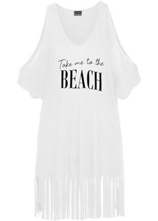 Пляжная футболка с бахромой (белый) Bonprix