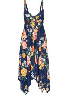 Трикотажное платье с асимметричной юбкой − классика гардероба (темно-синий в цветочек) Bonprix