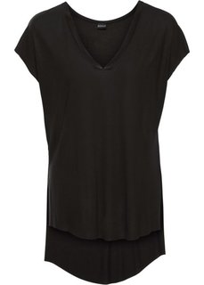 Футболка с необработанными краями (черный) Bonprix