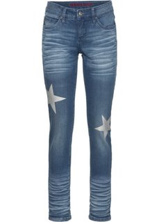 Джинсы-дудочки со звездами (синий «потертый») Bonprix